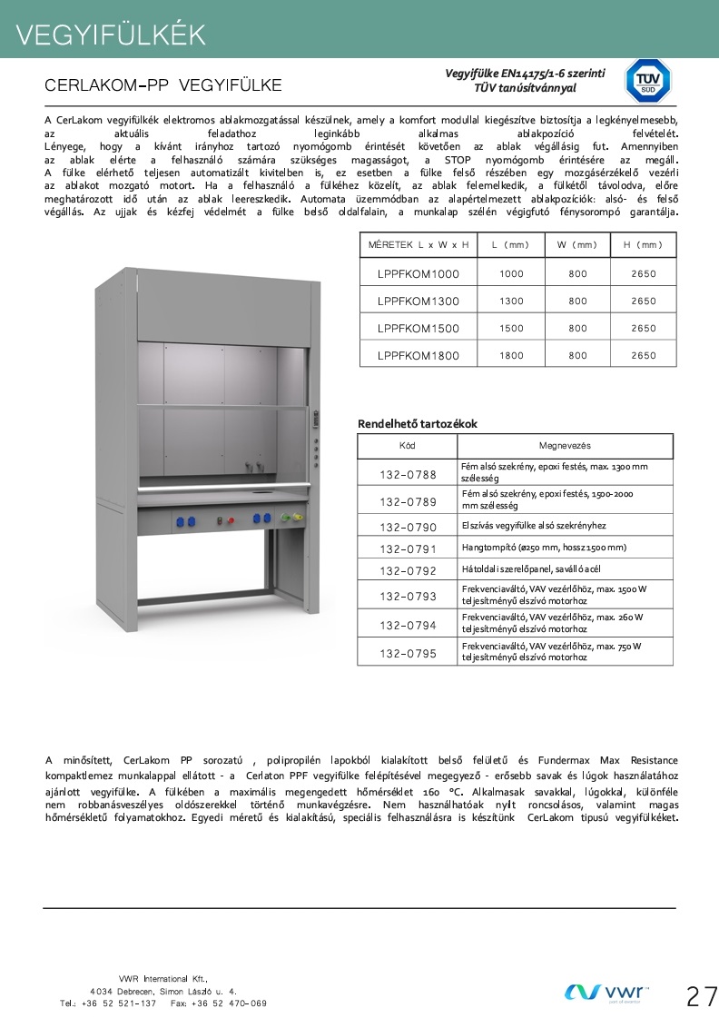 Részletes műszaki paraméterek