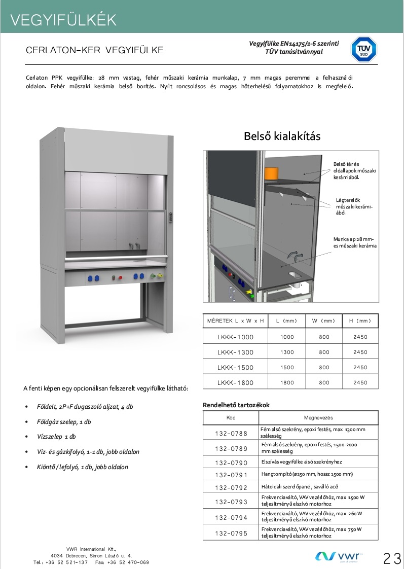 Részletes műszaki paraméterek